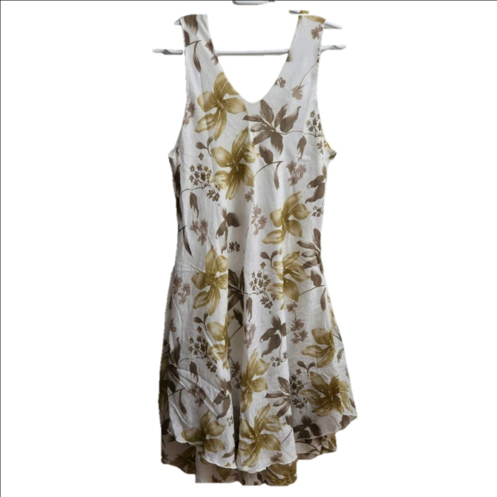 Joli Clothes Floral Dress, Size XL, White and Brown